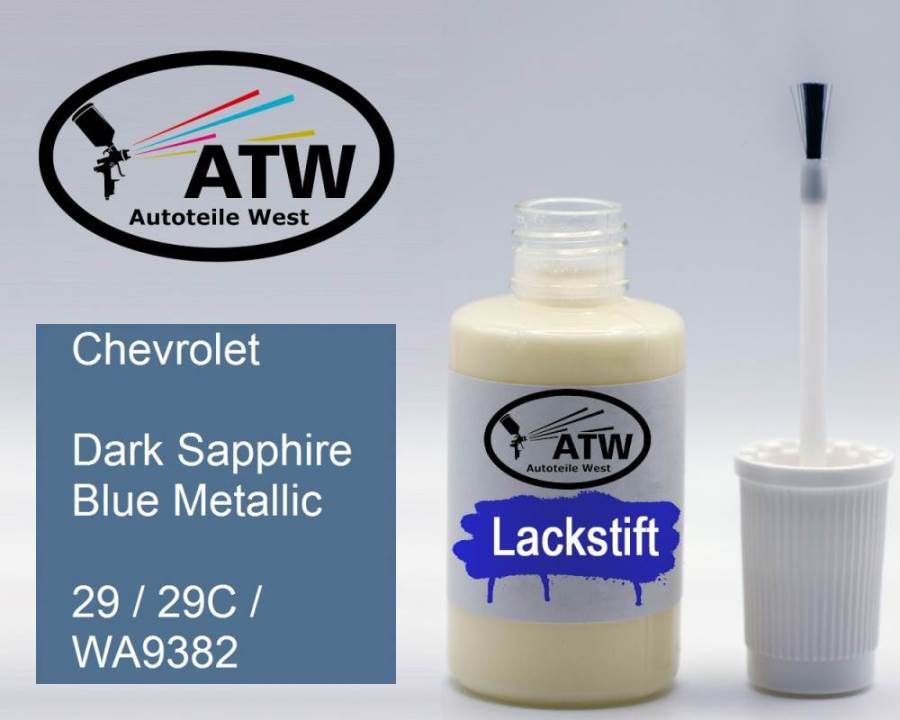 Chevrolet, Dark Sapphire Blue Metallic, 29 / 29C / WA9382: 20ml Lackstift, von ATW Autoteile West.